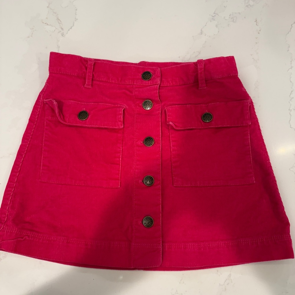 J. crew crewcuts hot Pink Button-Front girls corduroy skirt size 10 - like new!